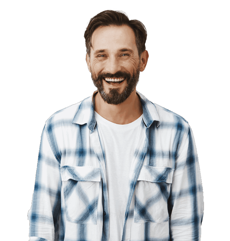 Happy man smiling, reflecting the fresh and clean results of Queen B Cleaning's premium apartment and commercial services.