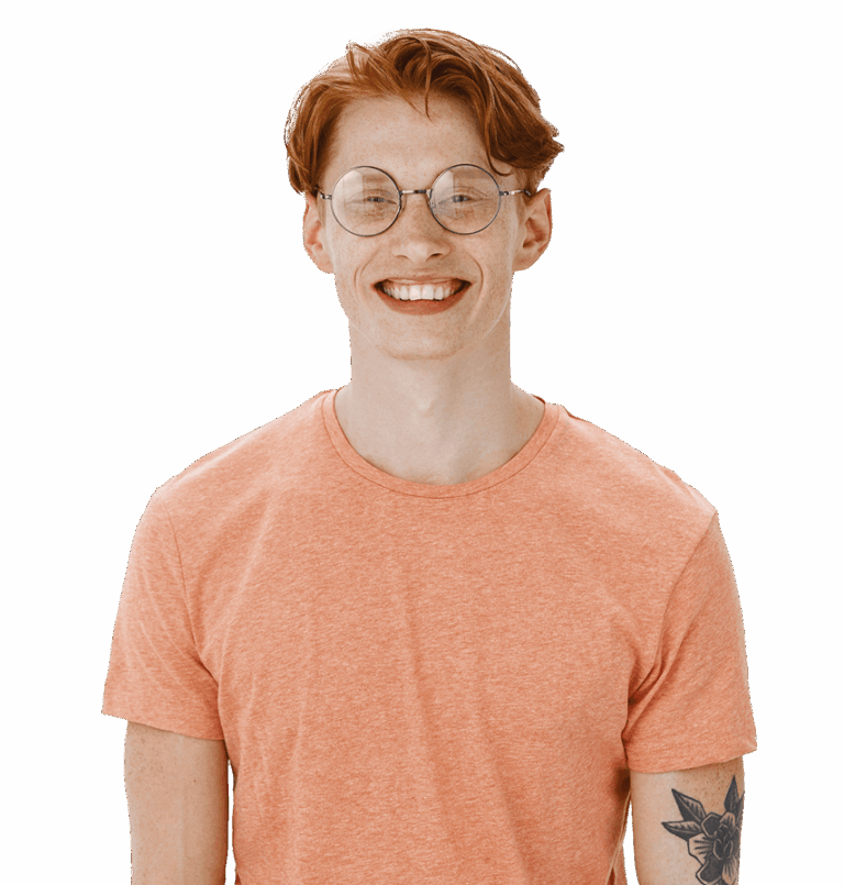 Friendly young man with red hair, freckles, and round glasses smiling. He embodies the approachable, professional service of Queen B Cleaning & Disinfecting.